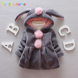Autumn Winter Kids Coats Pink Cute Hooded Warm Thicker Infant Outerwear Jackets For Baby Girls Clothes Children Clothing BC1639 LJ201125