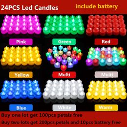 24pcs LED Candle Tea Light Battery Powered Lamp Simulation Colour Flame Flashing Home Wedding Birthday Party Decoration Candles Y200109