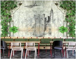 Custom photo wallpapers for walls 3d mural wallpaper European urban architecture wall rattan leaf image background wall papers home decor