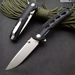 Special Offer Fast Open Flipper Folding Blade Knife 9Cr18Mov Satin Drop Point Blade Black G10 Handle Ball Bearing Knives