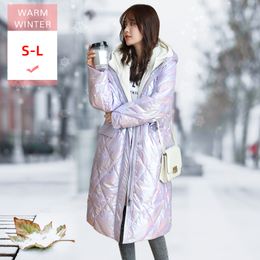 Winter Long White Duck Down Jacket With Hood Female Loose Casual Thick Warm Coat Windoroof Waterproof Good Quanlity Big Size 201103