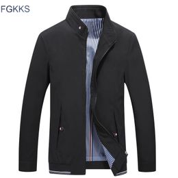 FGKKS Men Brand Business Casual Jackets Men's Solid Color Jackets Autumn Winter New Male England Thin Jacket Coats 201118