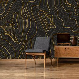 Custom Photo 3D Golden Abstract Striped Lines Modern Art Wall Painting Non-woven Living Room Sofa TV Background Mural Wallpaper