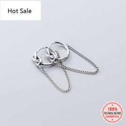 Minimalist Genuine 925 Sterling Silver Knot Hoop Linkced Chain Earrings For Women Wedding Jewellery Gift