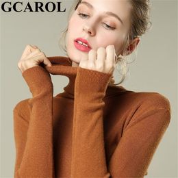 GCAROL New Women Turtleneck Slim Sweater 30% Wool Minimalist Jumper Stretch Spring Fall Winter Base Knit Pullover LJ200815