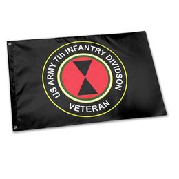 US Army 7th Infantry Division Veteran Flags 3' x 5'ft 100D Polyester Vivid Color With Two Brass Grommets