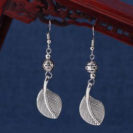 fashion vintage dangle earrings Tibetan Silver plated ethnic earrings Chinese Wind leaf earrings
