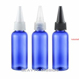 BEAUTY MISSION 48 pcs 50ml pointed mouth top cap blue plastic bottle containers,DIY painting empty bottles jam bottlegood qualtity