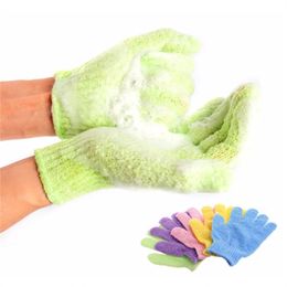 1Pc shower gloves Sponges Exfoliator Two-sided Thin 7colors Body Cleaning Scrub Mitt Rub Dead Skin Removal korean exfoliating gloves woman Bathroom Product