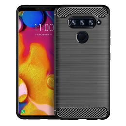 Carbon Fiber Texture Shockproof Cover Protective Slim Fit Soft TPU Silicone Case for LG V40 / LG V40 ThinQ