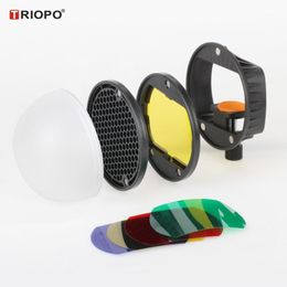 -Triopo-Blitzlicht-Modifikator-Zubehör-Magnetmontage Adapter + Diffusor-Ball + Farbgelfilter für Godox Yongnuo1