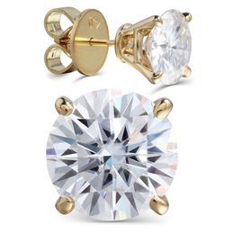 Transgems Luxury Big Size 18K 750 Yellow Gold 6CTW or 4CTW F Colour Clear Moissanite Stud Earrings for Women Wedding Jewellery Y200620