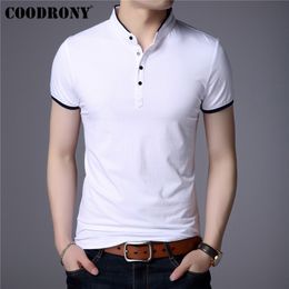 COODRONY Cotton Short Sleeve T Shirt Men Clothes Summer Business Casual Mandarin Collar T-Shirt Men All-Match Tshirt LJ200827