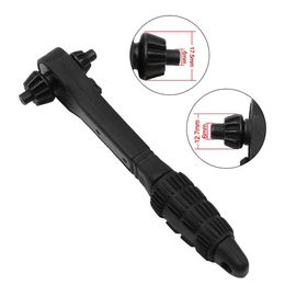 NEW High-quality Carbon Steel Two-in-one Drill Chuck Key Wrench Black Ratchet Two-head Wear-resistant