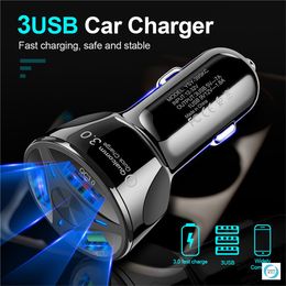 Quick Charge QC3.0 Mini 3 Ports USB Fast Car Charger For iPhone Xiaomi Huawei Mobile Phone Charger Adapter in Car With Retail