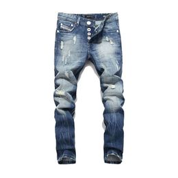 New Arrival Jeans for Men Casual Pants Fashion Brand Skinny Men Jeans Washed Printed Designer Jeans Men Size 38-40 201223