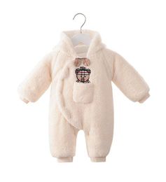 Good Quality Newborn Baby Rompers Autumn Winter Lamb Cashmere Hooded Onesies For Boys And Girls Thickened Warm Jumpsuits Infant Sleeping Bags