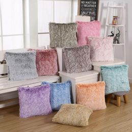 Plush Cushion Cover Solid Fur Throw Pillow Case Living Room Bedroom Sofa Decorative Pillows Cover Home Decor 11 Colors YG786