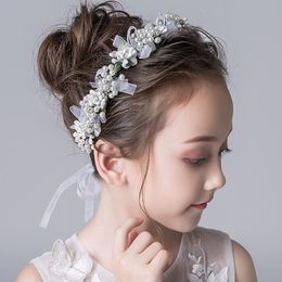 Hair Accessories Bride Flower Crown Band Wedding Floral Kids Headband Garland Girl Pearl Wreath Party Headpiece