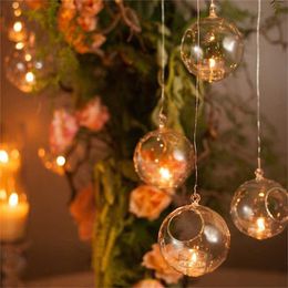 Nordic Style 6/8/10 / 12cm Glas ljushållare Set Tea Light Round Wedding Home Party Decor Romantic Vase Candlestick 211222