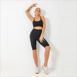 Quick drying sports yoga clothes suit seamless beautiful back high elastic gym fitness clothing women vest and shorts pants sets