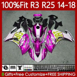 Injection OEM Fairings For YAMAHA YZFR3 YZFR25 YZF-R25 2014-2018 Bodywork 102No.180 YZF-R3 YZF R3 R25 14 15 16 17 18 YZF R Gloss pink 3 25 2014 2015 2016 2017 2018 Body Kit