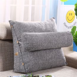 Triangle Backrest Cushion Cotton Linen Office Home Decor for Sofa Cushions Bed Rest Reading Pillow Back Support Large Size Y200723