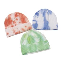 Unisex Fashion Beanie Hats Women Autumn Winter Landlord Hat Streetwear Hip Hop Brimless Cap Men Tie Dye Knitted Hat Bonnet