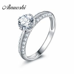 2016 Shining SONA Round Cut Ring For Women Wholesale Wedding Gifts Engagement 100% Solid 925 Sterling Silver Ring Synthetic nscd Y200106