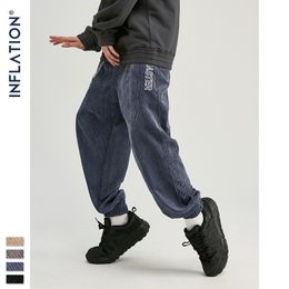 INFLATION Collection Men Casual Corduroy Jogger Pants Men Loose Fit Corduroy Overalls Casual Pants Solid Colour 93305W 201110