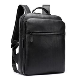 Classic Design Laptop Business Backpack of Men Genuine Leather Computer Bag with USB Cable Connector Men Daypack