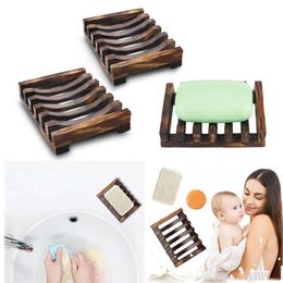Wooden Bamboo Soap Dish Tray Holder Storage Soap Rack Plate Box Container for Bath Shower Plate Bathroom WY1182
