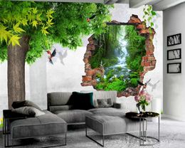 Wall Wallpaper Beautiful Landscape in the Wall Hole 3d Landscape wallpaper 3d Wall Paper for Living Room Custom Photo