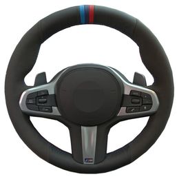 Hand-stitched Black Genuine Leather Suede Car Steering Wheel Cover For BMW M Sport G30 G31 G32 G20 G21 G14 G15 G16 G01G02 G05