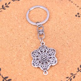 Fashion Keychain 40*28mm flower connector Pendants DIY Jewelry Car Key Chain Ring Holder Souvenir For Gift