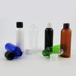 2oz Clear Blue Amber Green Black White Plastic bottle Cream e liquid Lotion with flip top cap Cosmetic Travel Container