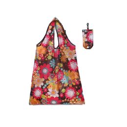 Reusable Foldable Eco Shopping Bag Polyester Printing Tote Handbags for Home Garden Grocery Storage Bags Pouch