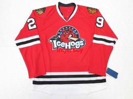 STITCHED CUSTOM COREY CRAWFORD ROCKFORD ICEHOGS AHL RED HOCKEY JERSEY ADD ANY NAME NUMBER MENS KIDS JERSEY XS-5XL