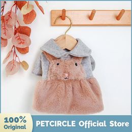 Dog Apparel PETCIRCLE Puppy Clothes Plush Strap Dress Fit Small Pet Cat Autumn & Winter Cute Costume Cloth Skirt1