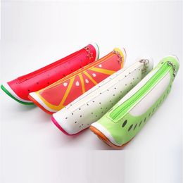 New Creative watermelon and orange stationery storage bag Fruit Style School Pencil Case Girls Novelty Cute Leather Pencil Bag T9I001116