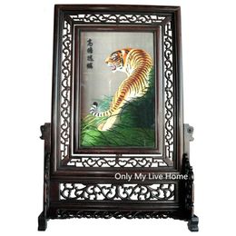 Hand Silk Embroidery Patterns Animal Ornaments with Wenge Wooden Frame Chinese style Decorations Ancient Home Decor Crafts Gifts