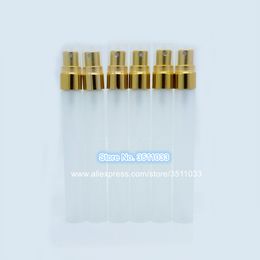 10ML Empty Frosted Glass Spray Bottle Portable Gold Cap Parfum Refillable Perfume Sample Atomizer Container 18pcs/lot
