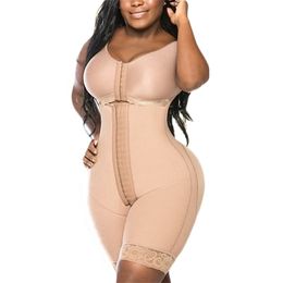 Full Body Shaper High Compression Garment Skims Shapewear With Hook And Eye Closure Corset Adjustable Bra Waist Trainer Fajas 220307