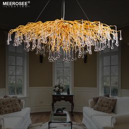 Luxurious Crystal Pendant Light Modern Chandeliers Indoor Lamp Popular Gold Colour G9 Crystal Rectanglsuspension Lustre for Restaurant Hotel Project