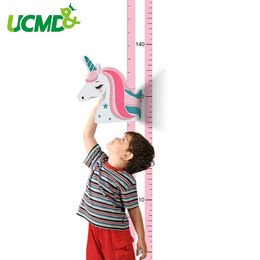 Removable Unicorn Children Height Ruler Cartoon Pattern Height Measure Ruler For Kids Baby Growth Chart Table Home Wall Sticker LJ201019