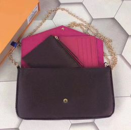 Designer new chain purse chain shoulder bag for women chain purse handbag presbyopic three piece set mini messenger bag card holder purse