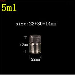 22*30*14mm 5ml Glass Bottles With Plastic Lid Transparent Empty Gift Jars Black Cap 100pcs/lothigh qualtity