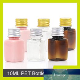 Sedorate 50 pcs/Lot Plastic Refillable Bottle 10ML Square Lotion Cream PET Bottle With Aluminium Screw Lid Makeup Bottles JX024