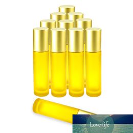 3PCS 10ML Portable Thickened Glass Roller Essential Oil Perfume Bottle Frosted Yellow Travel Refillable Bottle