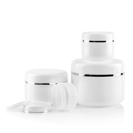 50pcs/lot 20g 50g 100g silver collar white Cosmetic Container Plastic Cream Jar,Empty Reuse With Lids